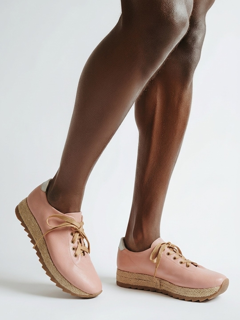 Women's Blush Pink Lace-Up Platform Sneakers